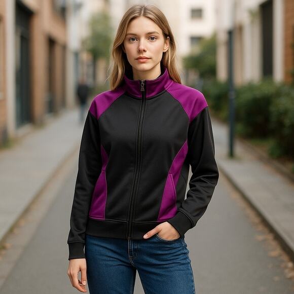Reebok Track Jacket Womens XL (16) Full Zip Stretch Sporty Everyday A-0076 - Picture 1 of 9